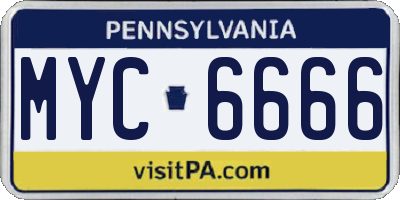 PA license plate MYC6666