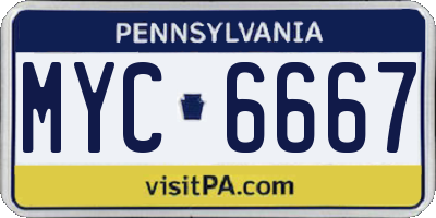 PA license plate MYC6667