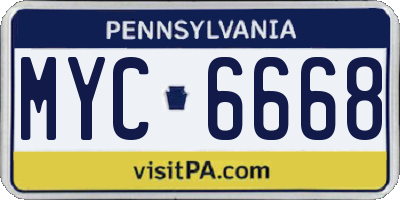 PA license plate MYC6668
