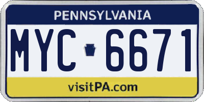 PA license plate MYC6671