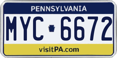 PA license plate MYC6672