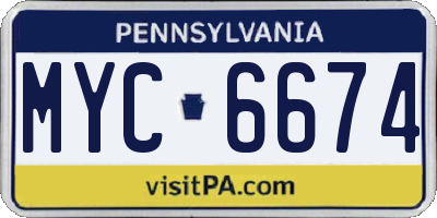 PA license plate MYC6674