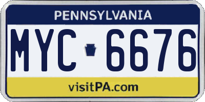 PA license plate MYC6676