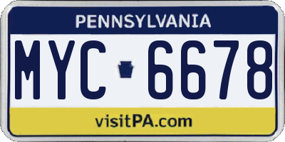 PA license plate MYC6678