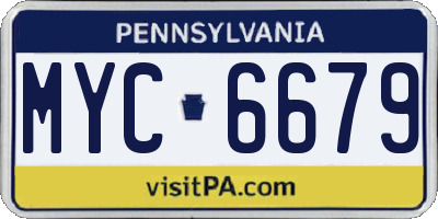 PA license plate MYC6679