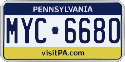 PA license plate MYC6680
