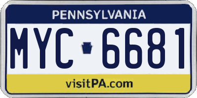 PA license plate MYC6681