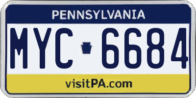 PA license plate MYC6684