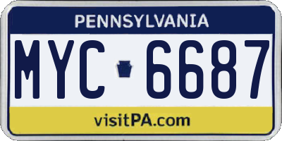 PA license plate MYC6687