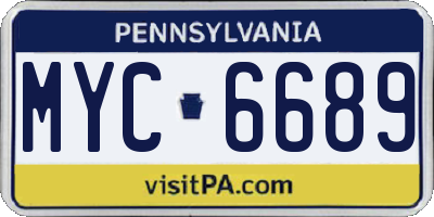 PA license plate MYC6689