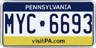 PA license plate MYC6693