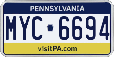 PA license plate MYC6694