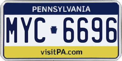PA license plate MYC6696