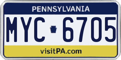 PA license plate MYC6705