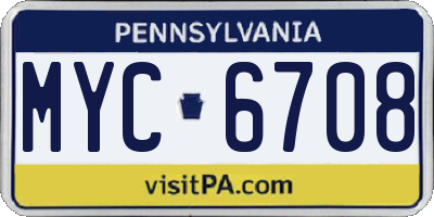 PA license plate MYC6708