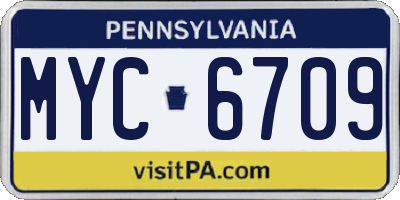PA license plate MYC6709