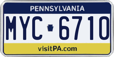 PA license plate MYC6710
