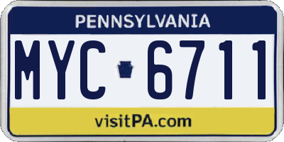 PA license plate MYC6711