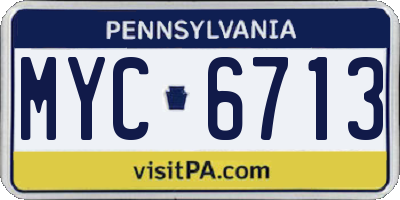PA license plate MYC6713