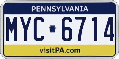 PA license plate MYC6714