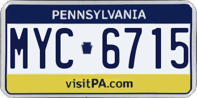 PA license plate MYC6715
