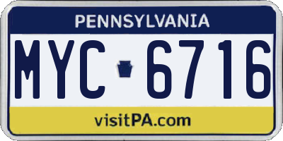 PA license plate MYC6716