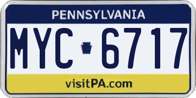 PA license plate MYC6717