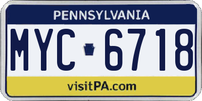 PA license plate MYC6718