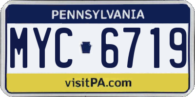 PA license plate MYC6719