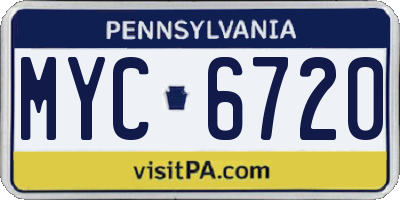 PA license plate MYC6720