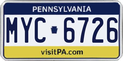 PA license plate MYC6726