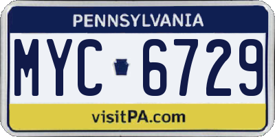 PA license plate MYC6729