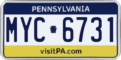 PA license plate MYC6731