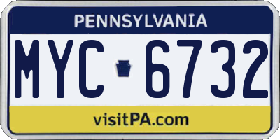 PA license plate MYC6732