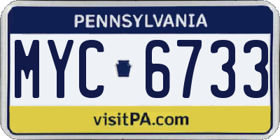 PA license plate MYC6733