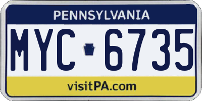 PA license plate MYC6735