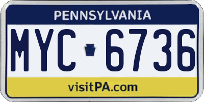 PA license plate MYC6736