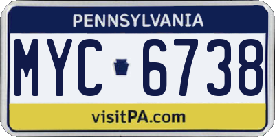 PA license plate MYC6738