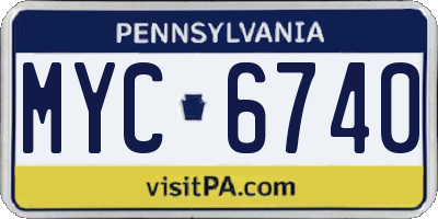 PA license plate MYC6740