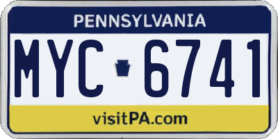 PA license plate MYC6741