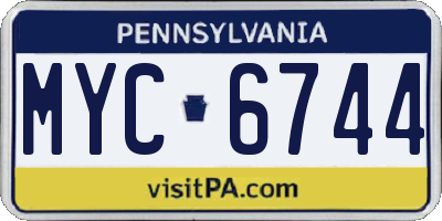 PA license plate MYC6744