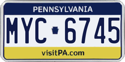 PA license plate MYC6745