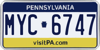 PA license plate MYC6747