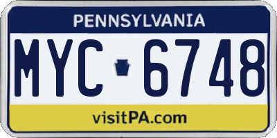 PA license plate MYC6748