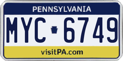 PA license plate MYC6749