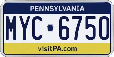 PA license plate MYC6750