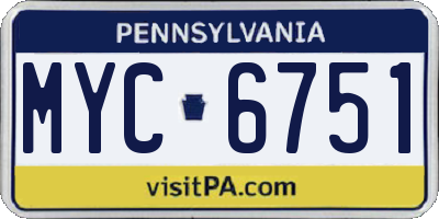 PA license plate MYC6751