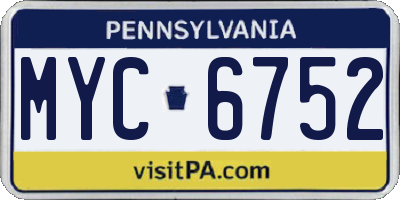 PA license plate MYC6752