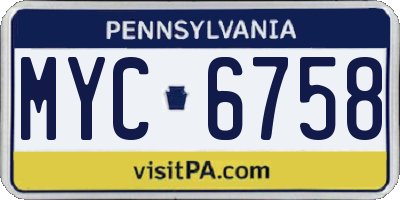 PA license plate MYC6758