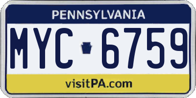 PA license plate MYC6759